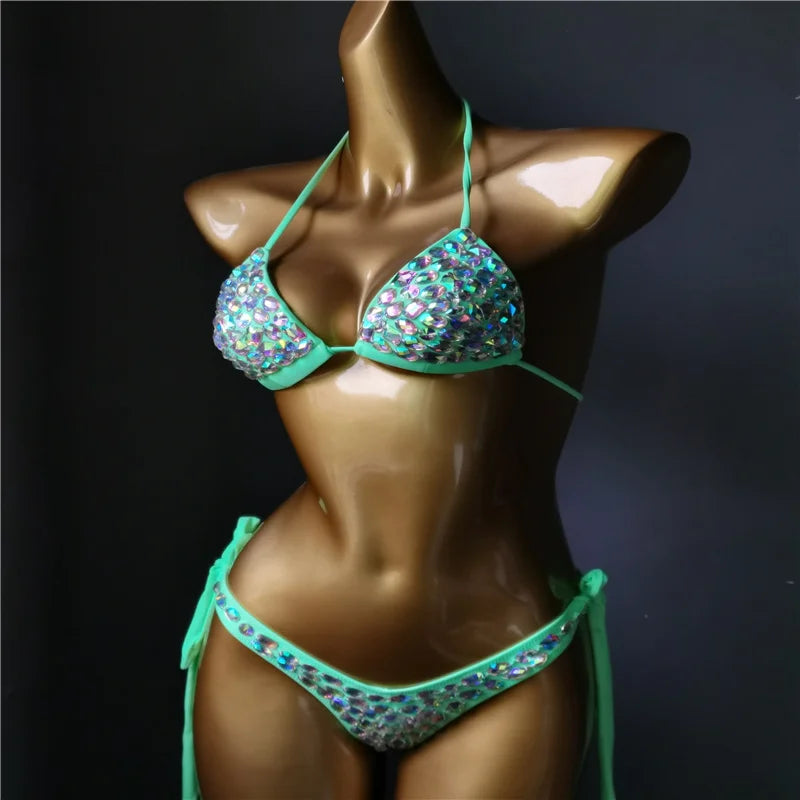 Premium All-Over Rhinestone Glamour Bikini Set – High-Brilliance Crystal Bling Swimwear & Exotic Intimate Set for Beach Clubs & Raves  Product Description