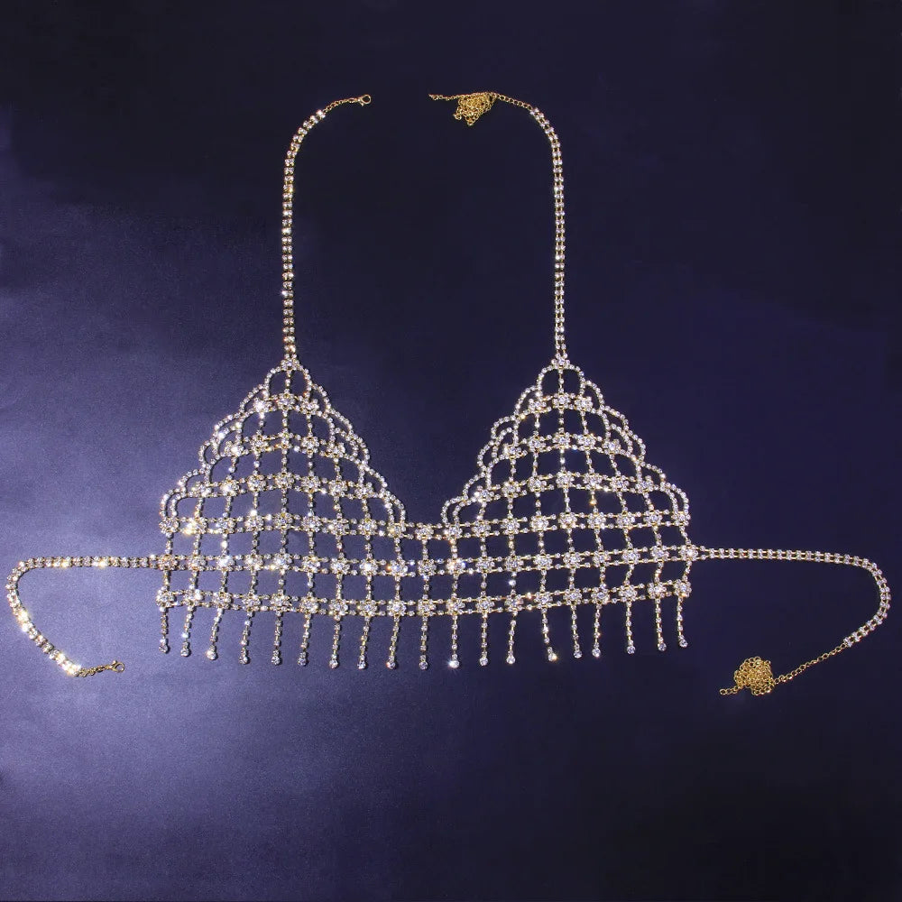 Openwork Teardrop Crystal Bra Body Chain