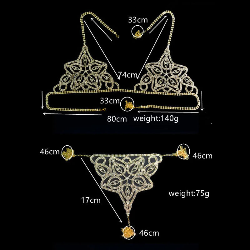 Rhinestone Bra & Thong Body Jewelry