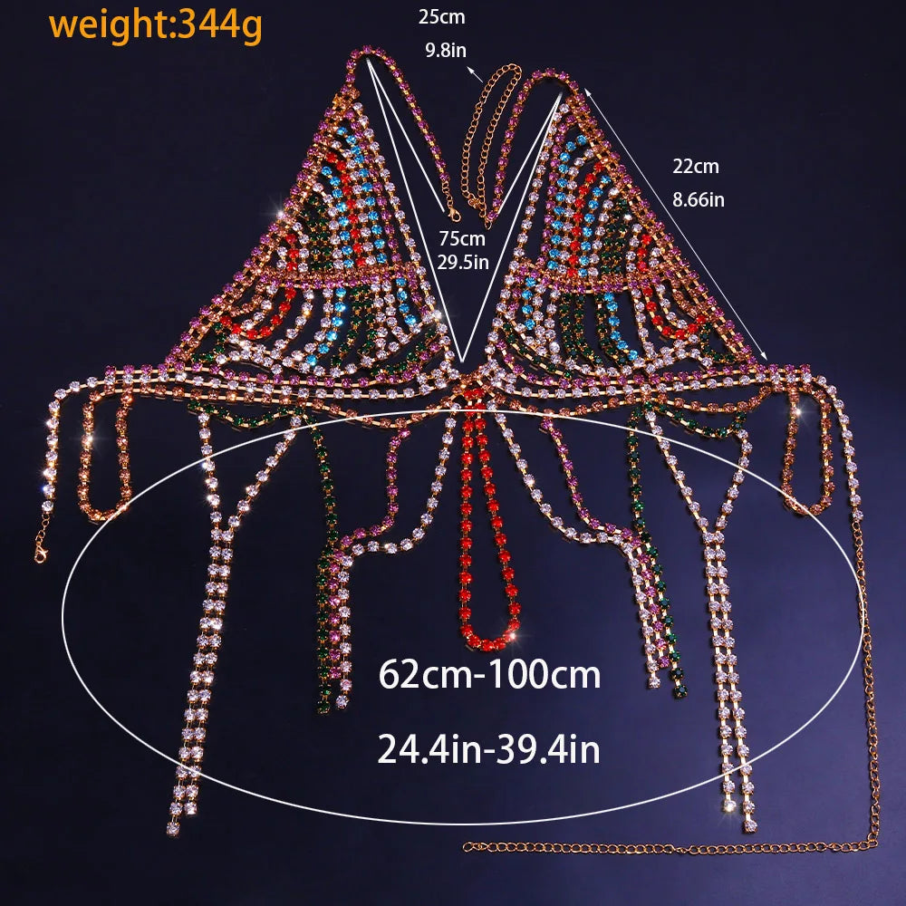 Dazzling Crystal Tassel Chest Chain & Bikini Bra Body Jewelry