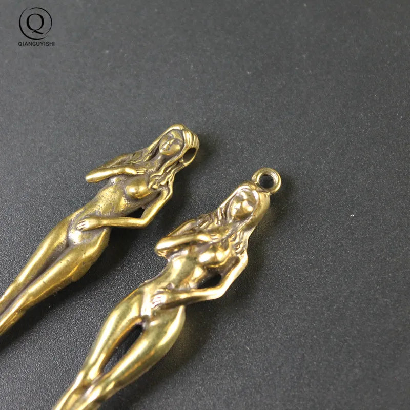 Handmade Brass Goddess Pendant Keychain