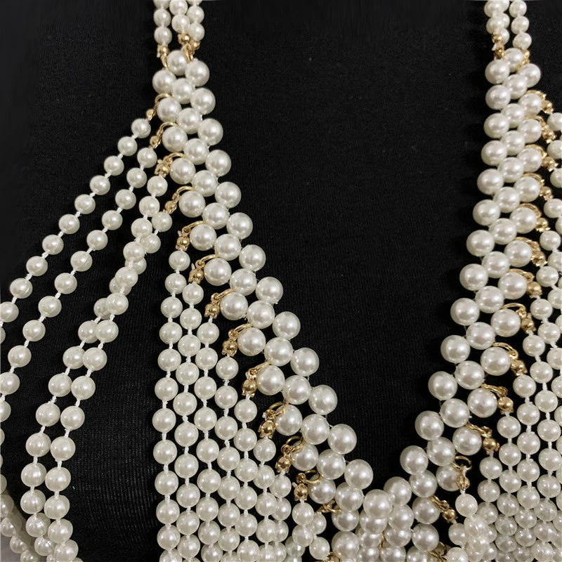 Simulated Pearl Bra Body Chain