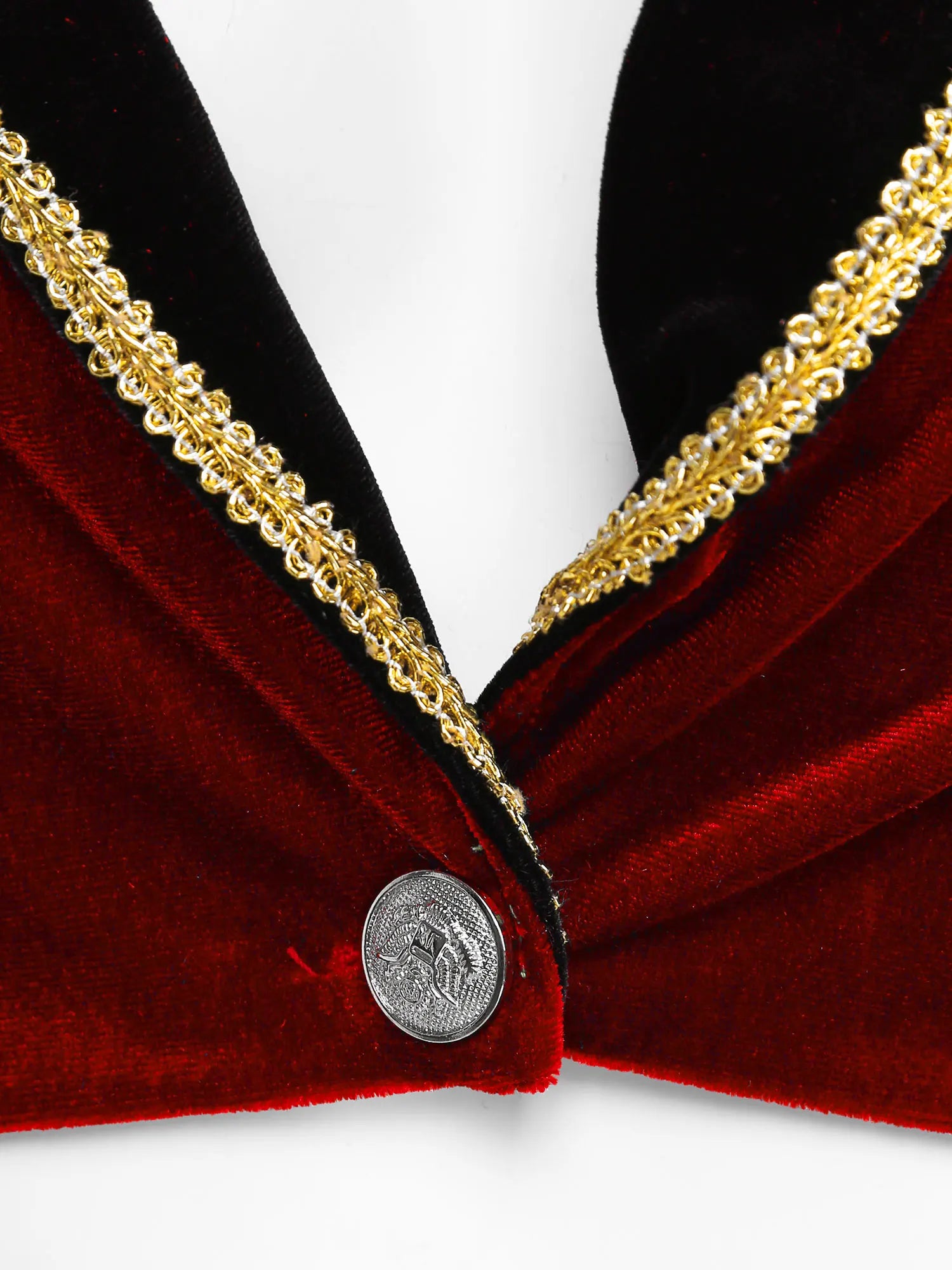 Velvet Circus Ringmaster Gold-Trimmed Swallow-Tail Blazer Coat