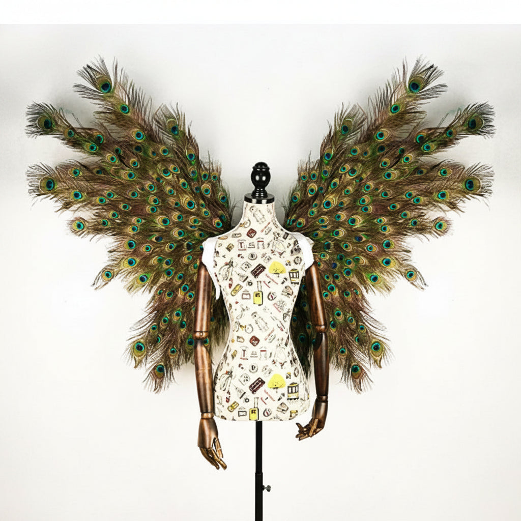 The Stardust Empress Royale – Deluxe Peacock Feather Wings & Skirt Stage Performance Costume Set