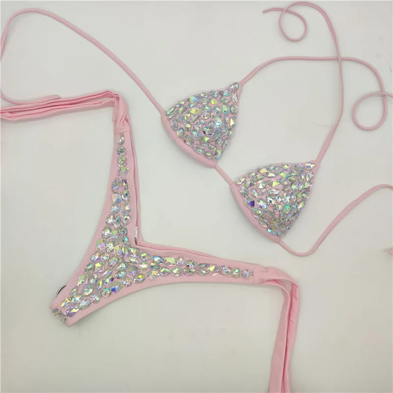 Premium All-Over Rhinestone Glamour Bikini Set – High-Brilliance Crystal Bling Swimwear & Exotic Intimate Set for Beach Clubs & Raves  Product Description