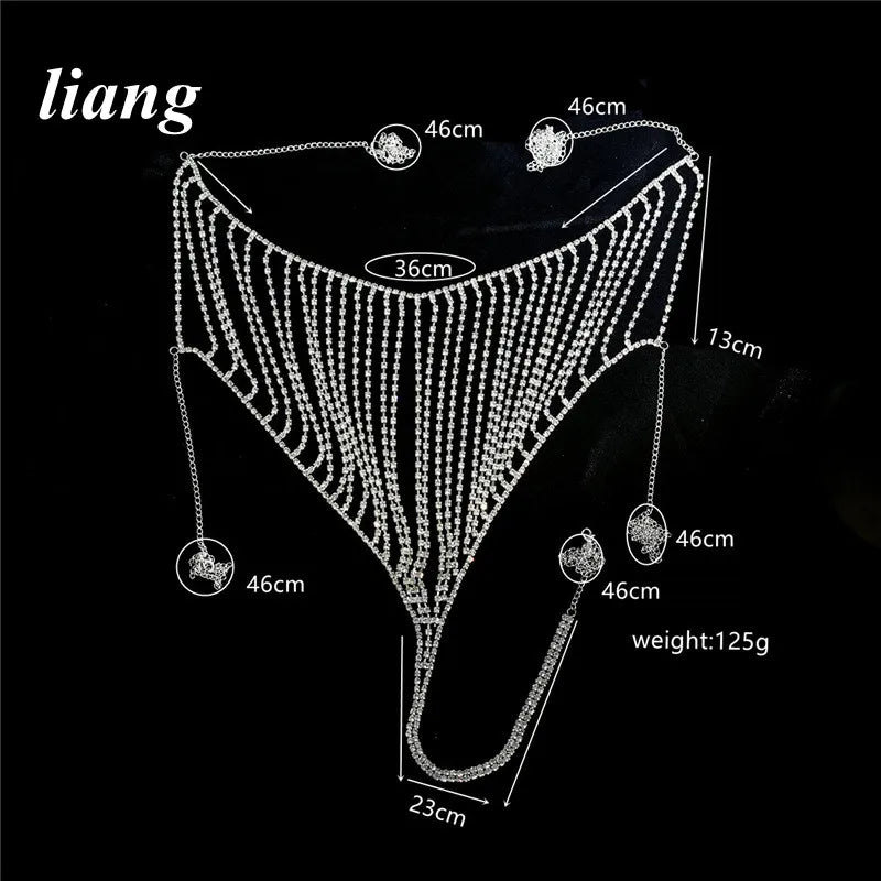 Crystal Tassel Bra & Thong Body Chain