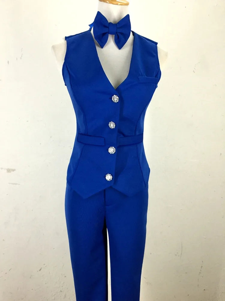 Tailored Vest & Trouser 3-Piece Suit Set with Matching Bow Tie Stage Costume