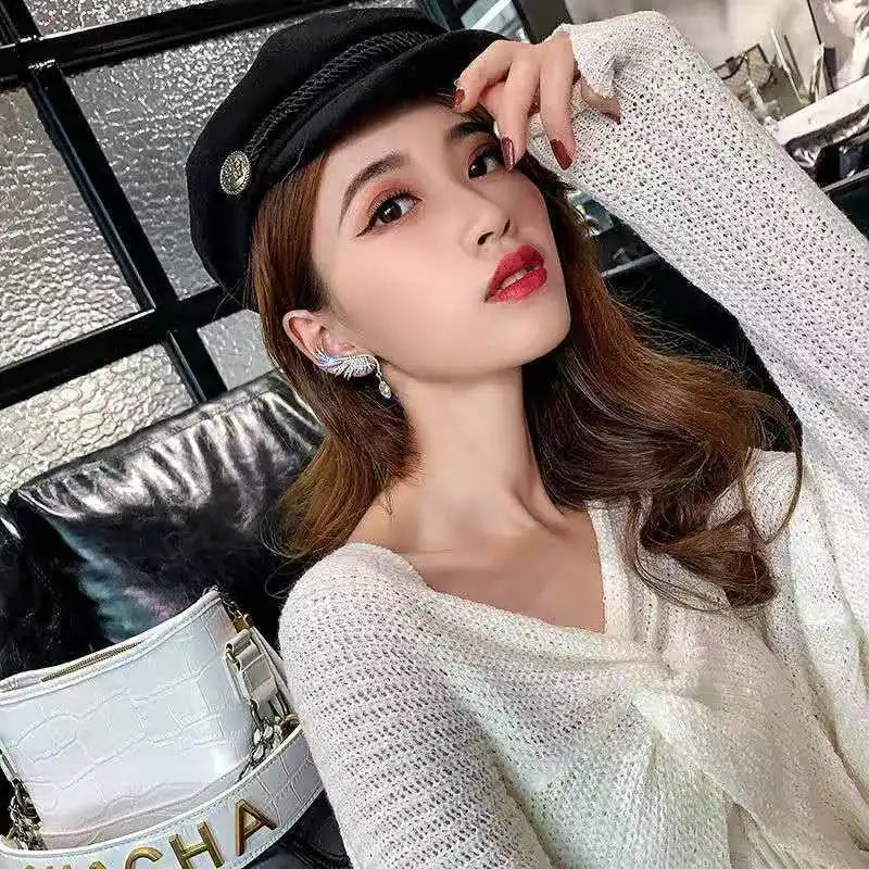 Angel Wing Crystal Tassel Earrings