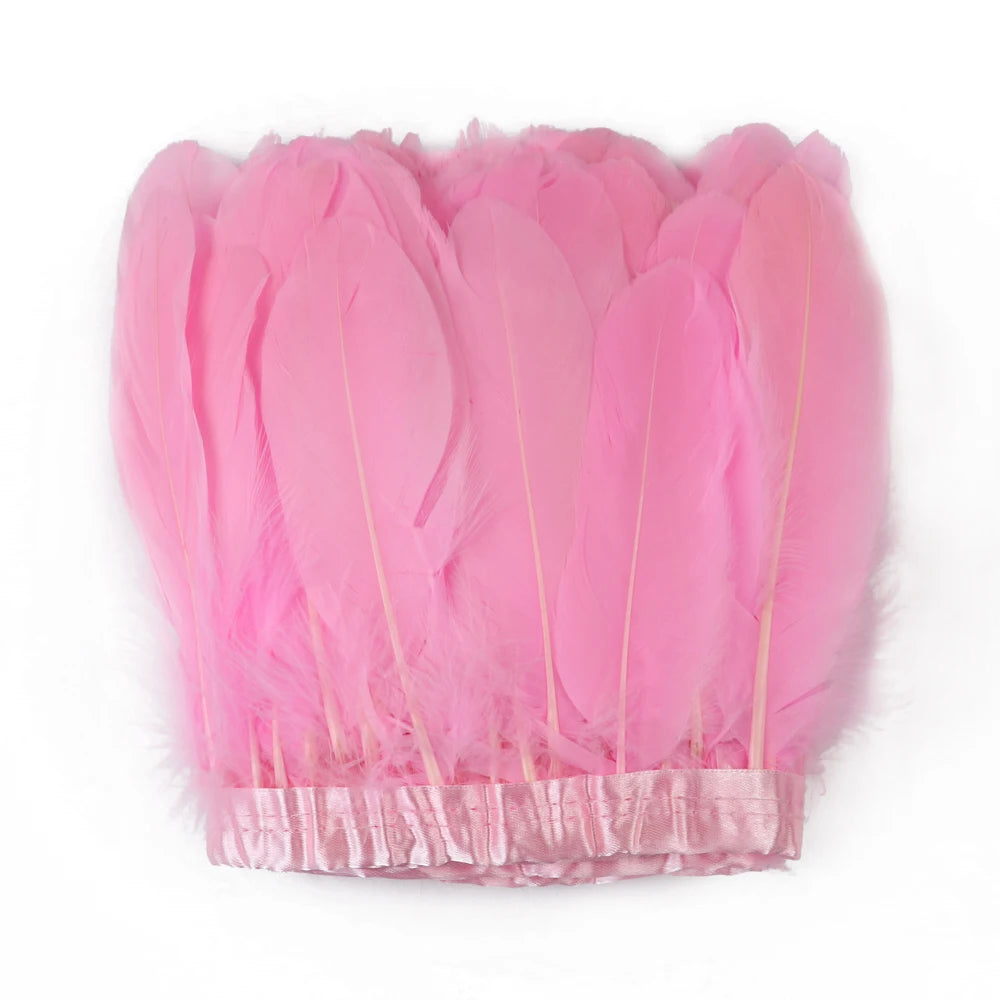 Natural Dyed Goose Feather Trim Fringe Ribbon