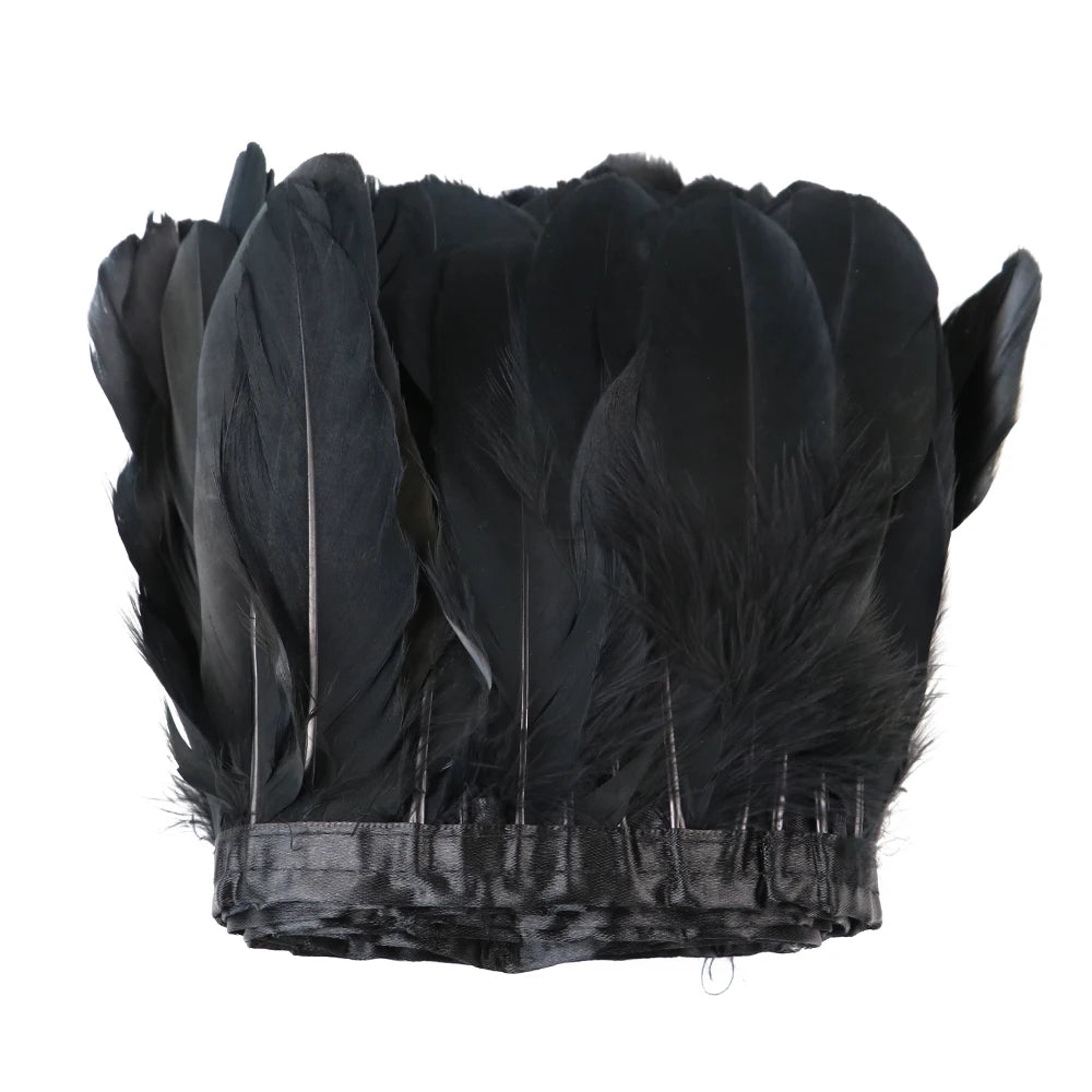 Natural Dyed Goose Feather Trim Fringe Ribbon