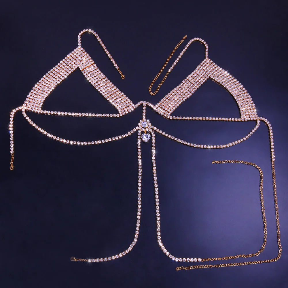 Adjustable Rhinestone Chest Body Chain