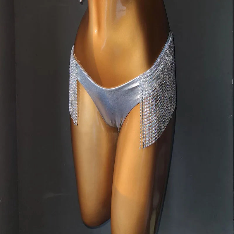 Luxury Rhinestone Performance Bikini Set – Shimmering Crystal Push-Up Stage Costume & Bling Two-Piece for GoGo Dancers, Festivals & Raves