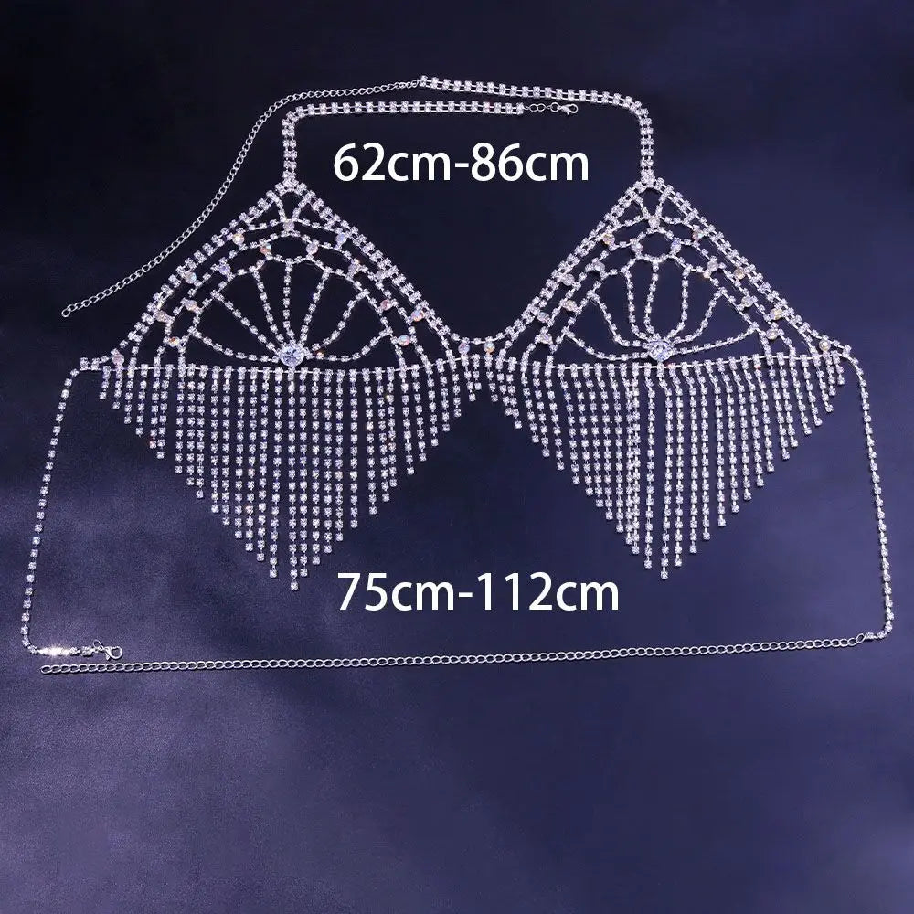 Dazzling Multilayer Crystal Tassel Waist & Bikini Bra Body Chain Jewelry