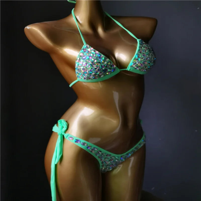 Premium All-Over Rhinestone Glamour Bikini Set – High-Brilliance Crystal Bling Swimwear & Exotic Intimate Set for Beach Clubs & Raves  Product Description
