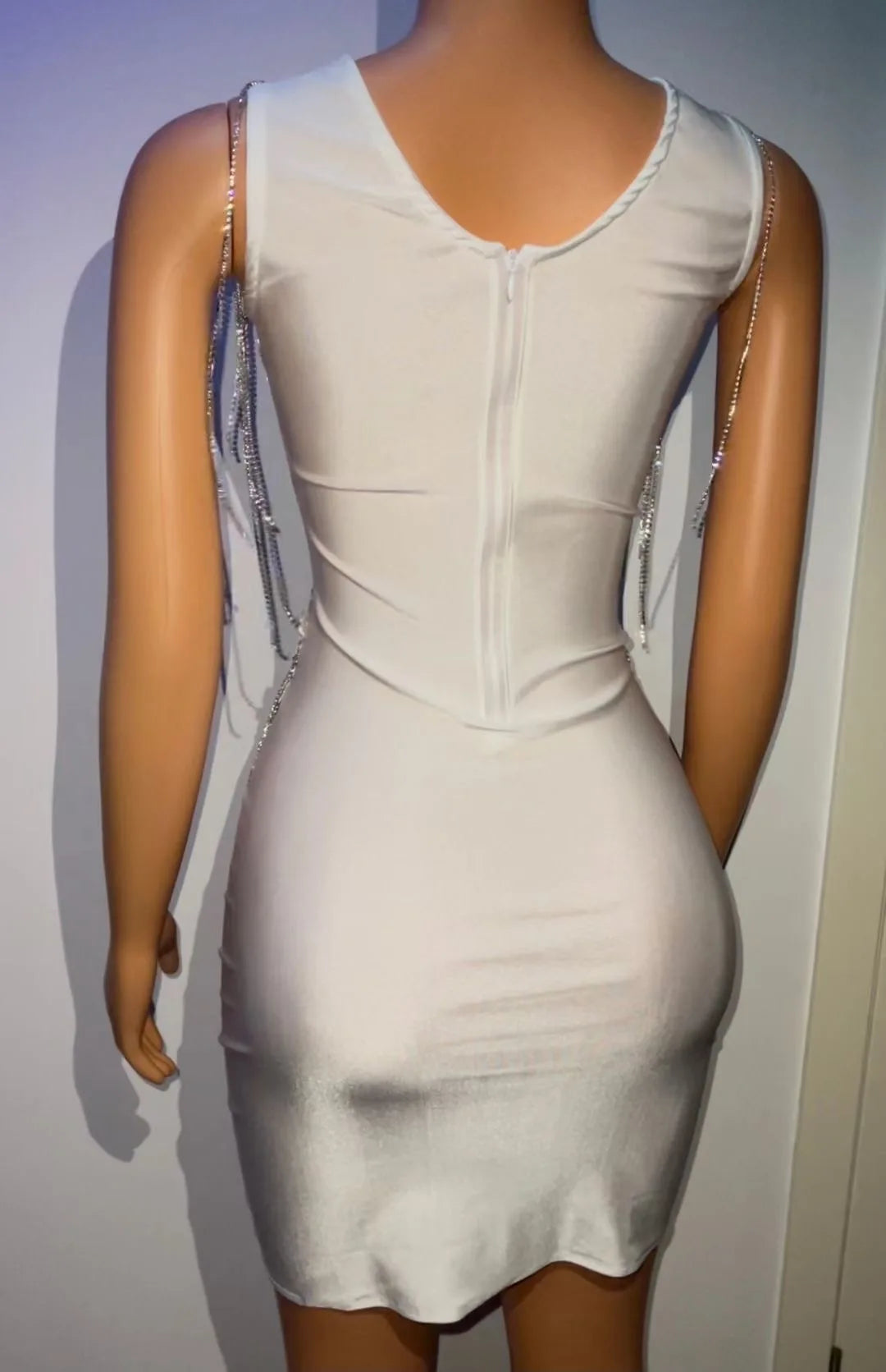Rhinestone Chain Fringe Performance Dress