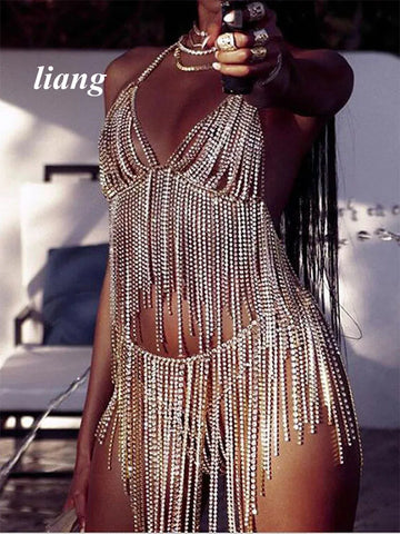 Crystal Tassel Bra & Skirt Body Jewelry
