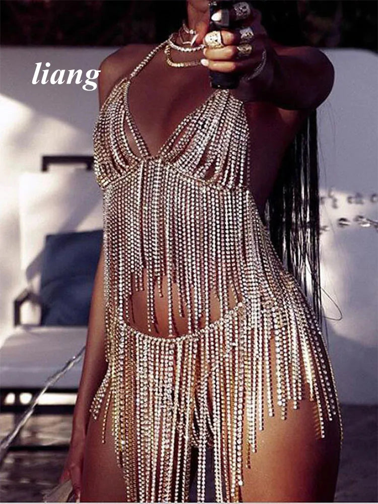 Crystal Tassel Bra & Skirt Body Jewelry