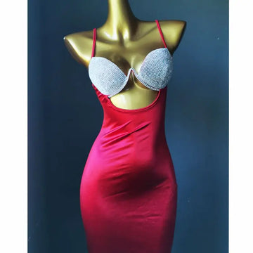 The Venus Vacation Rhinestone Mini Dress – Diamond Illusion Showgirl Costume