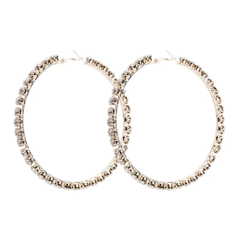 Round Single Row Rhinestone Earrings