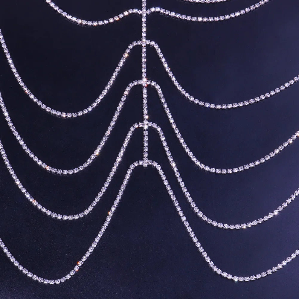 Adjustable Rhinestone Tassel Bra Chain
