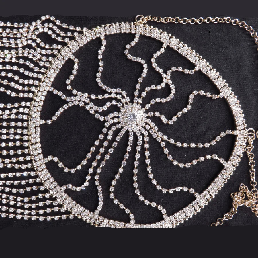 Dazzling Three-Point Thong Bra & Belly Chain Bikini Body Jewelry Set