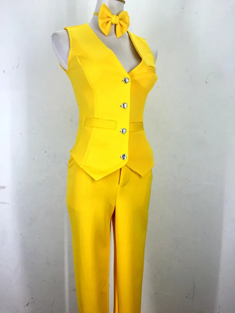 Tailored Vest & Trouser 3-Piece Suit Set with Matching Bow Tie Stage Costume