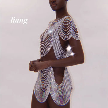 Rhinestone Fringe Vest & Skirt Body Jewelry
