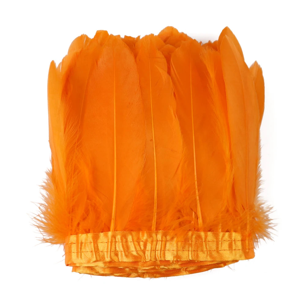 Natural Dyed Goose Feather Trim Fringe Ribbon