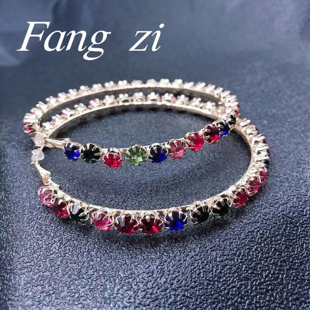 Round Single Row Rhinestone Earrings