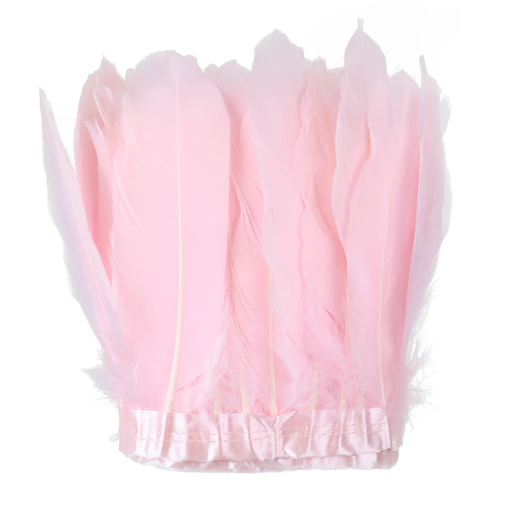 Natural Dyed Goose Feather Trim Fringe Ribbon