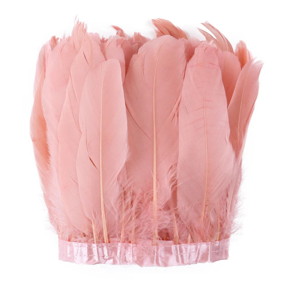 Natural Dyed Goose Feather Trim Fringe Ribbon