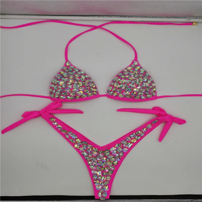 Luxury Rhinestone Heavy Tassel Performance Set – Shimmering Crystal Fringe Bra & Belt Costume for GoGo Dancers & Showgirls