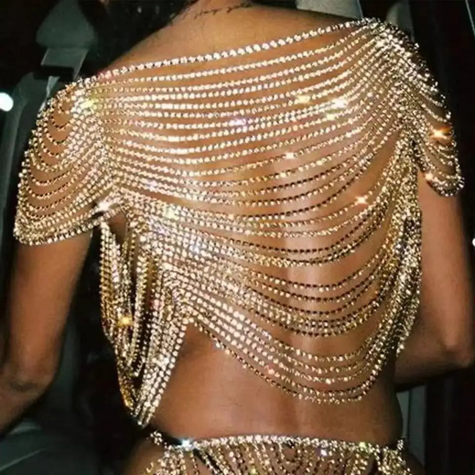 Rhinestone Fringe Vest & Skirt Body Jewelry