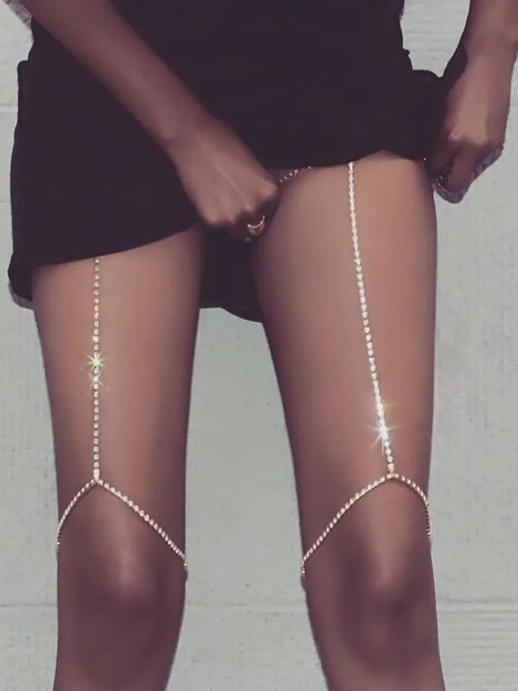 Adjustable Rhinestone Thigh Chain