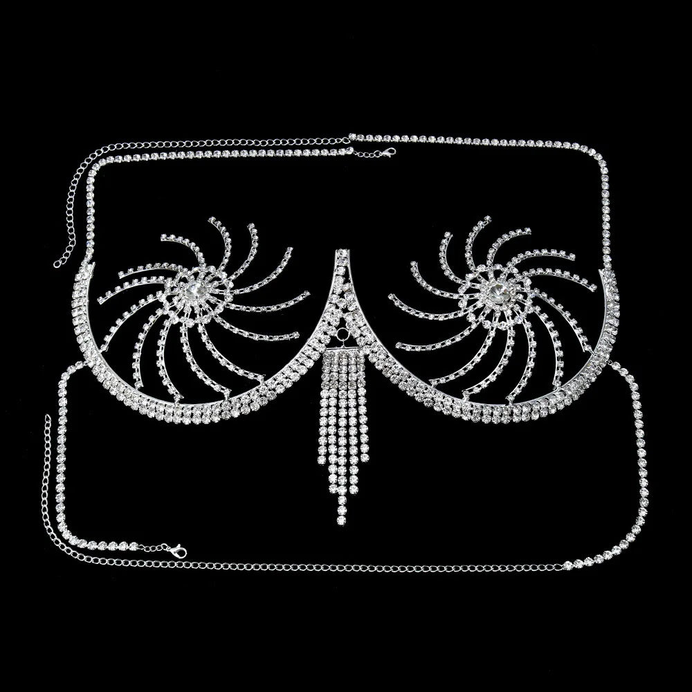 Crystal Strap Tassel Bra Chain