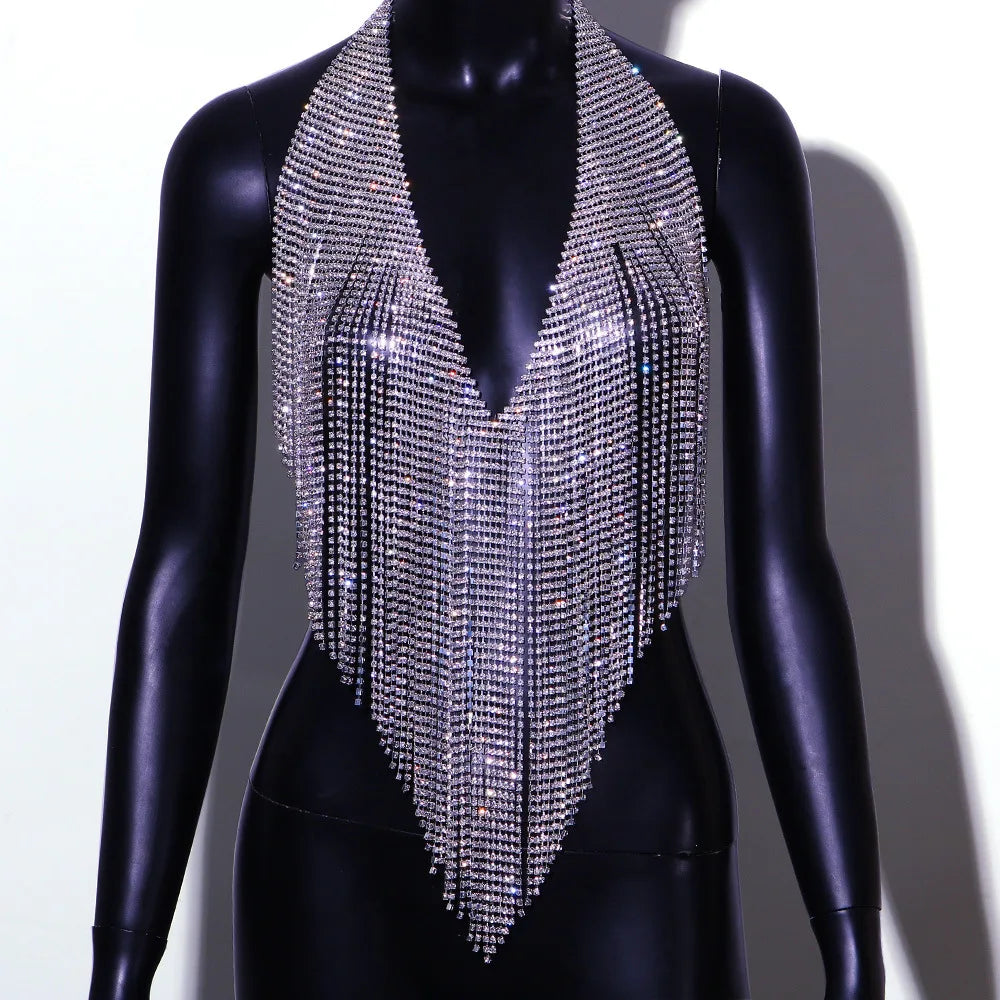 Dazzling Crystal Tassels Waist & Bikini Bra Body Chain Jewelry