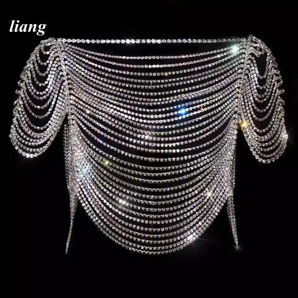 Rhinestone Fringe Vest & Skirt Body Jewelry