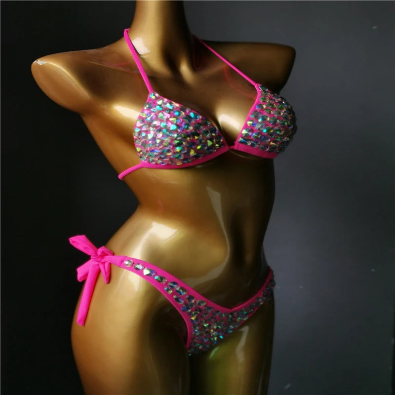Premium All-Over Rhinestone Glamour Bikini Set – High-Brilliance Crystal Bling Swimwear & Exotic Intimate Set for Beach Clubs & Raves  Product Description