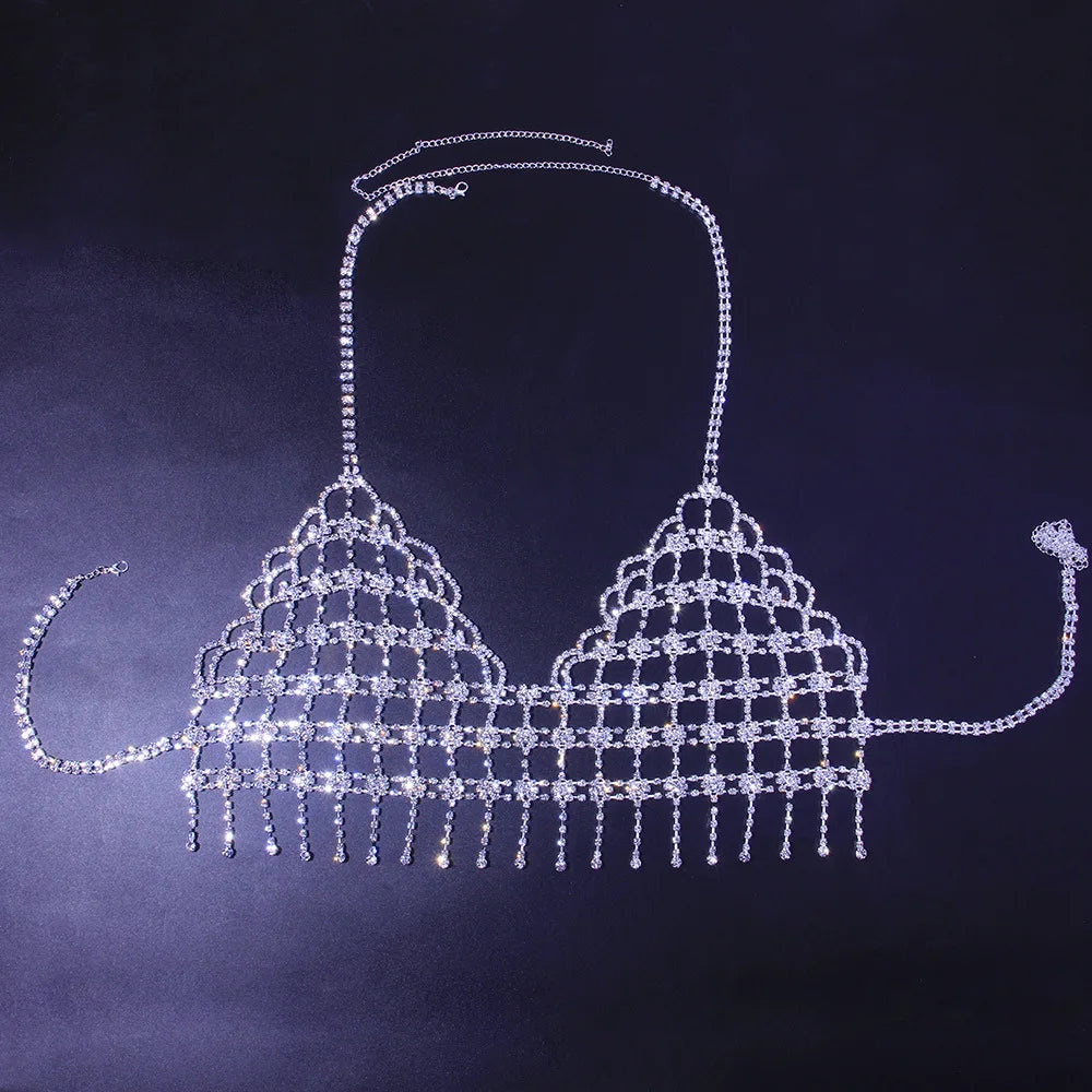Openwork Teardrop Crystal Bra Body Chain