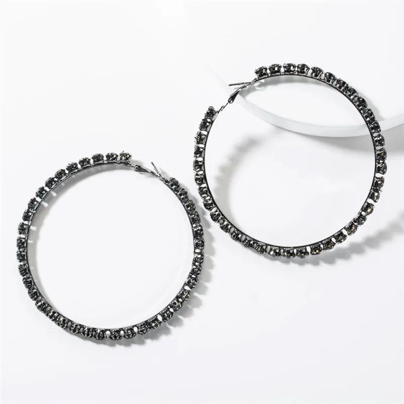 Round Single Row Rhinestone Earrings
