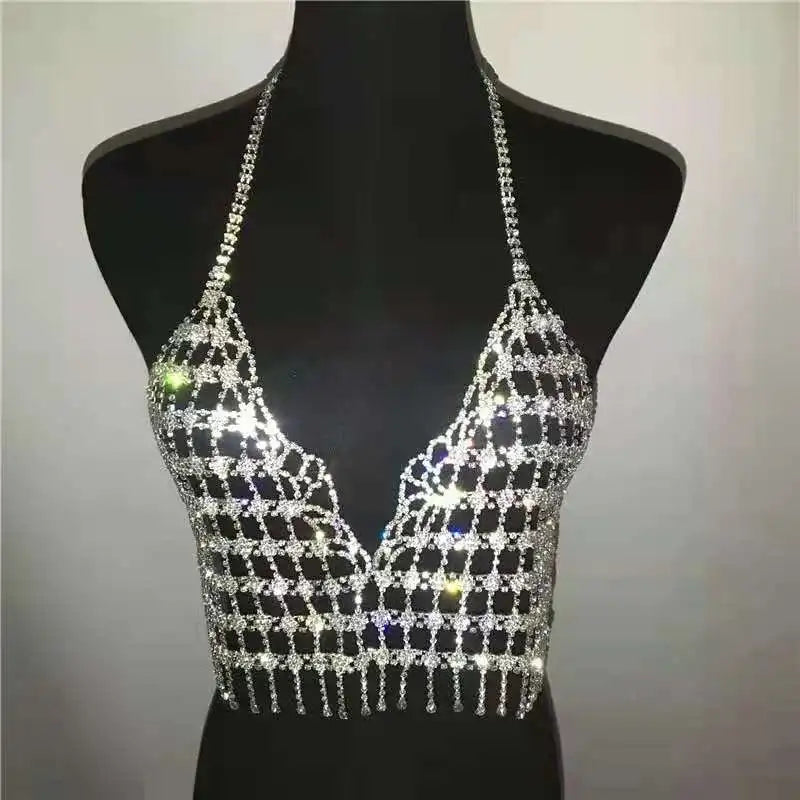 Openwork Teardrop Crystal Bra Body Chain