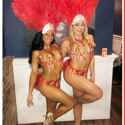 Sparkly Samba Carnival Stone Wire Bra, Belt & Necklace Three-Piece Costume Set