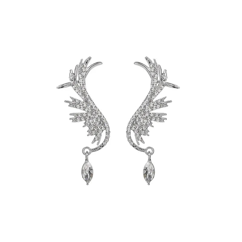 Angel Wing Crystal Tassel Earrings