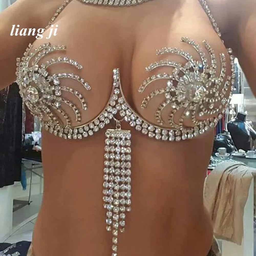 Crystal Strap Tassel Bra Chain