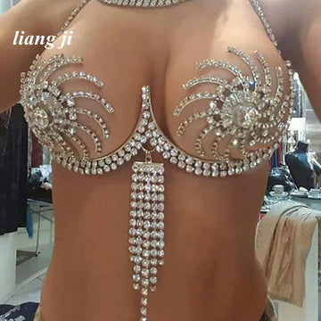 Crystal Strap Tassel Bra Chain