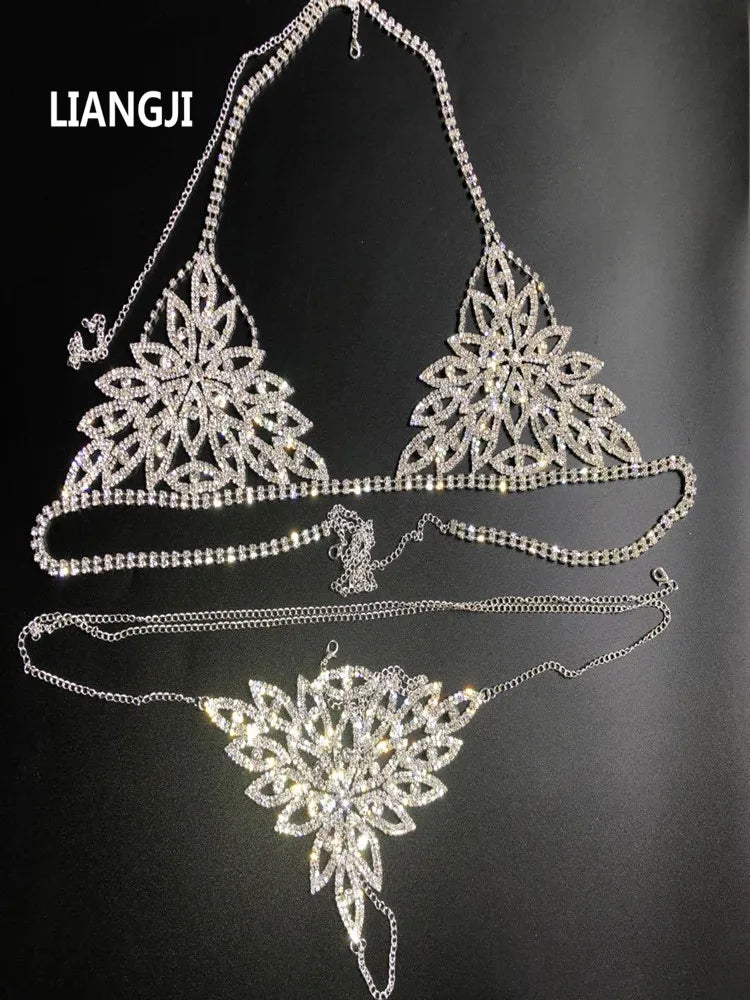Rhinestone Bra & Brief Costume Jewelry