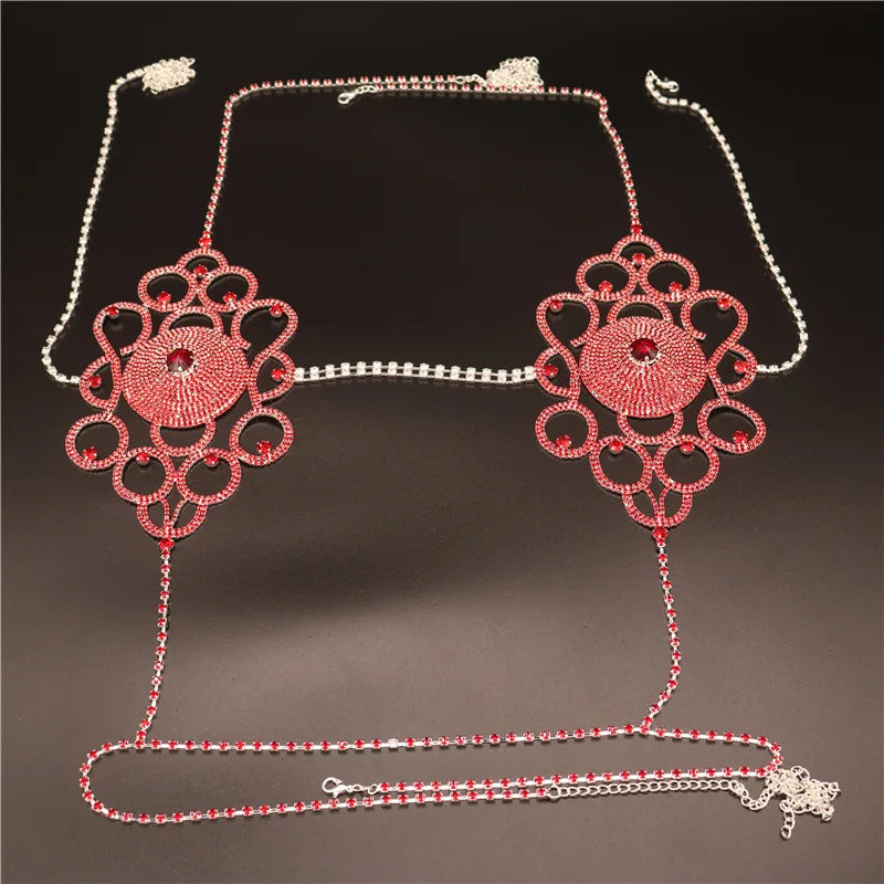 Crystal Bra & Thong Costume Chain Set