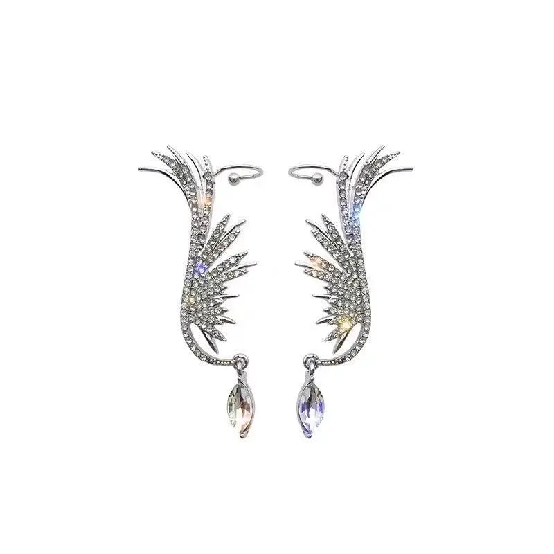 Angel Wing Crystal Tassel Earrings