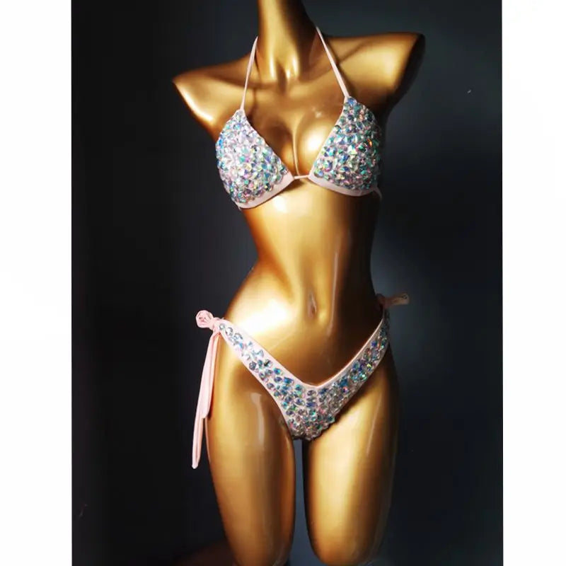 Luxury Rhinestone Heavy Tassel Performance Set – Shimmering Crystal Fringe Bra & Belt Costume for GoGo Dancers & Showgirls