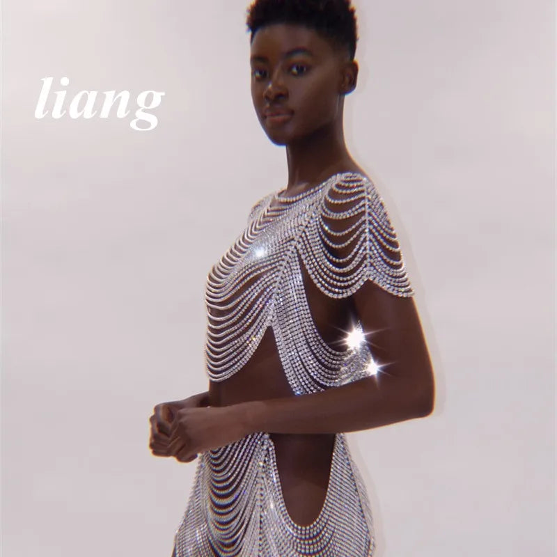Rhinestone Fringe Vest & Skirt Body Jewelry